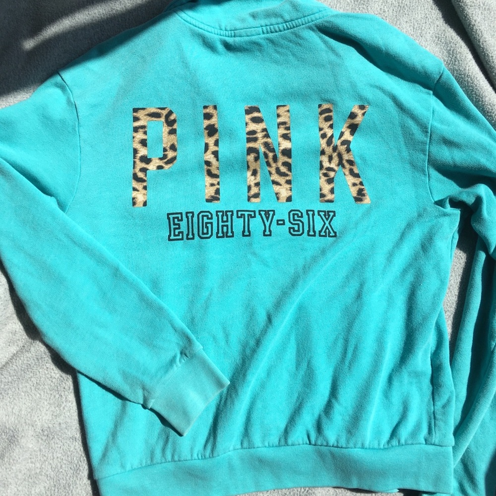 PINK cheetah midzip sweatshirt victoria secret